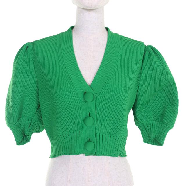 極美品△cygne シーニュ 23SS UCY23SS-01 ポワンカーディガン Olivia 半袖 ニット カーディガン グリーン 0 日本製 正規品 レディース