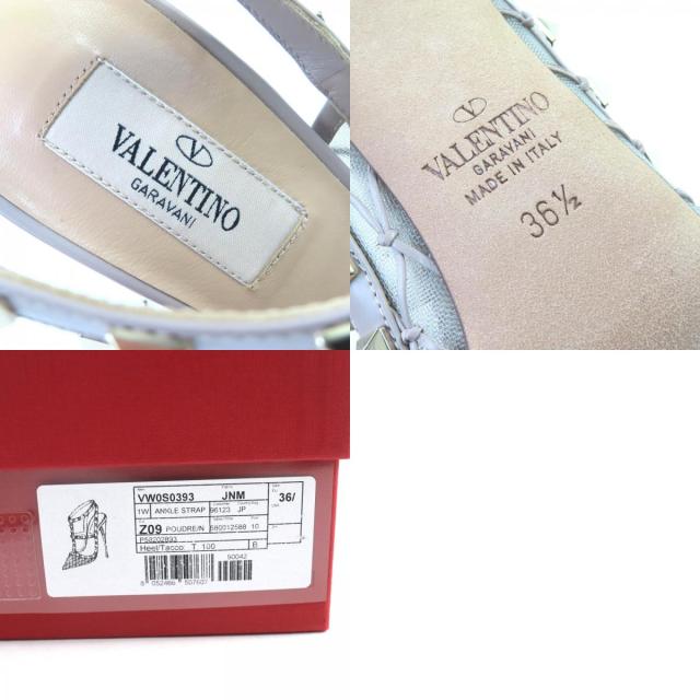 未使用品△VALENTINO ヴァレンティノ VW0S0393 ロックスタッズ アンクルストラップ ポインテッドトゥ レザー ヒール サンダル 36.5 箱付_9