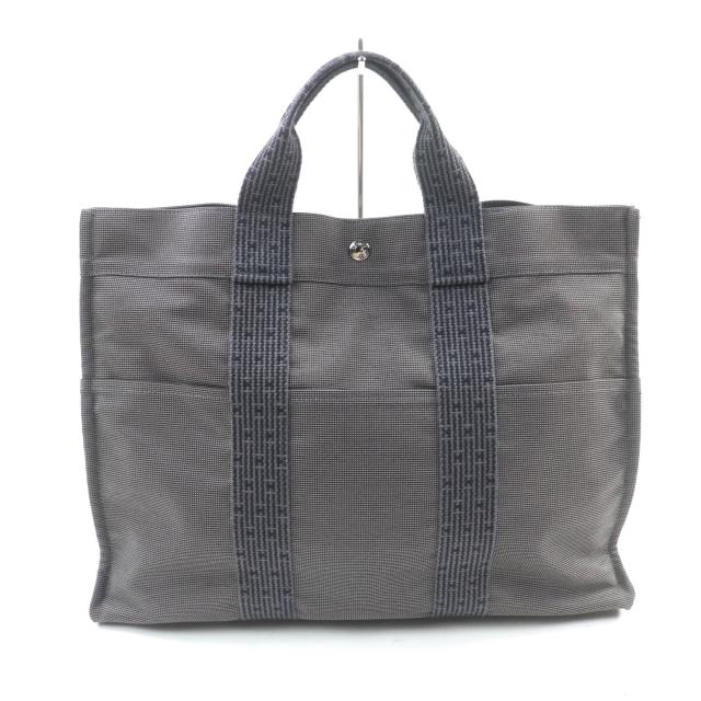 極美品★HERMES エルメス エールライン MM シルバー金具 セリエボタン キャンバス トートバッグ グレー フランス製 レディース_1