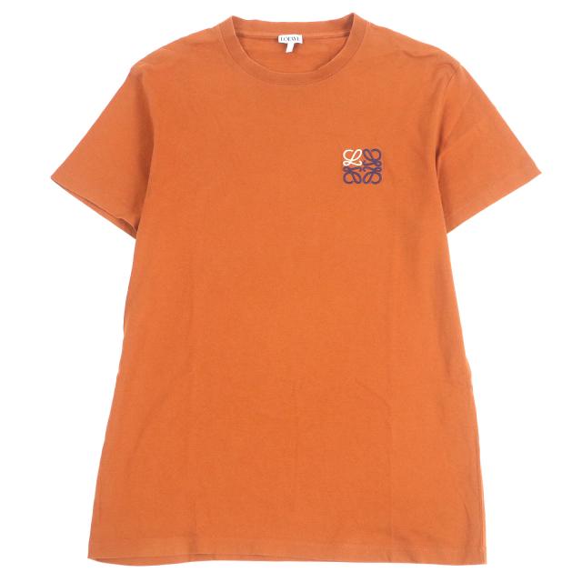 極美品□LOEWE ロエベ H526Y22J26 コットン100％ アナグラム刺繍 エンブロイダリー 半袖Ｔシャツ カットソー ブラウン XS 正規品 メンズ