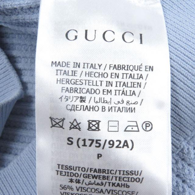 極美品□GUCCI adidas グッチ アディダス 700482 ウェブライン スリーストライプス 半袖 ニットポロシャツ ライトブルー S 伊製 正規品_4