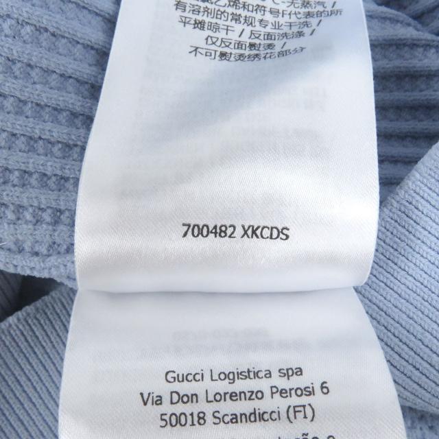 極美品□GUCCI adidas グッチ アディダス 700482 ウェブライン スリーストライプス 半袖 ニットポロシャツ ライトブルー S 伊製 正規品_7