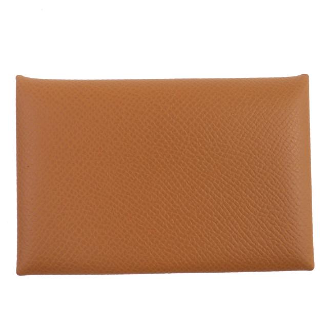 未使用品△HERMES エルメス カルヴィ ヴォーエプソン ゴールド シルバー金具 カードケース 名刺入れ B刻印 箱付き フランス製 レディース