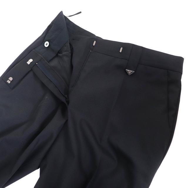 極美品△PRADA プラダ 22AW P254G バージンウール98％ トライアングルロゴ スラックス パンツ ブラック 38 イタリア製 正規品 レディース 極美品△PRADA プラダ 22AW P254G バージンウール98％ トライアングル