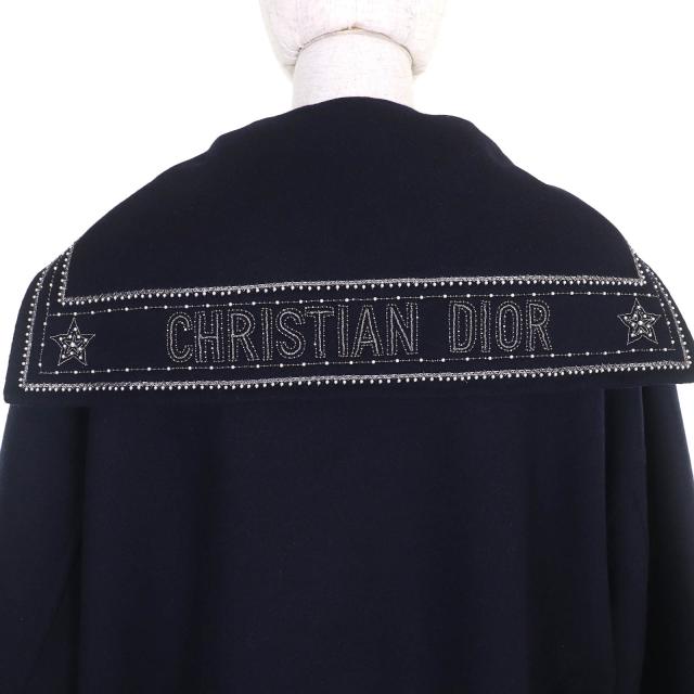 極美品△Christian Dior クリスチャンディオール 25SS 510C80Y1116 ウール ラビット ロゴスタッズ セーラーカラー ジャケット 40 正規品 極美品△Christian Dior クリスチャンディオール 25SS 510C80Y1116