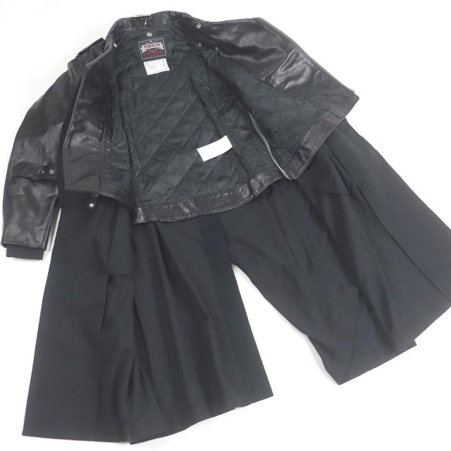 未使用品□Sacai Schott サカイ ショット 22AW 22-02874M Leather Suiting Coat ライダース ドッキングデザイン コート 黒 1 正規品