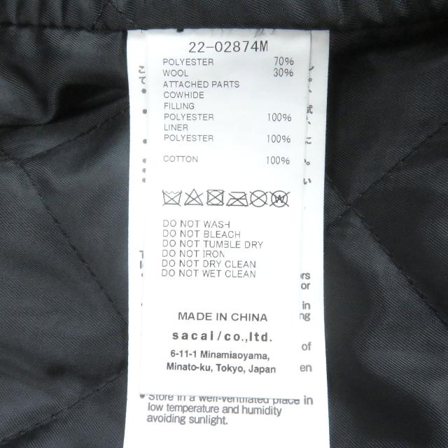 未使用品□Sacai Schott サカイ ショット 22AW 22-02874M Leather Suiting Coat ライダース ドッキングデザイン コート 黒 1 正規品