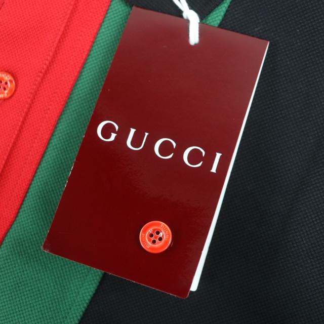 未使用品▽GUCCI グッチ 795810 ウェブストライプ ロゴ入りボタン 半袖