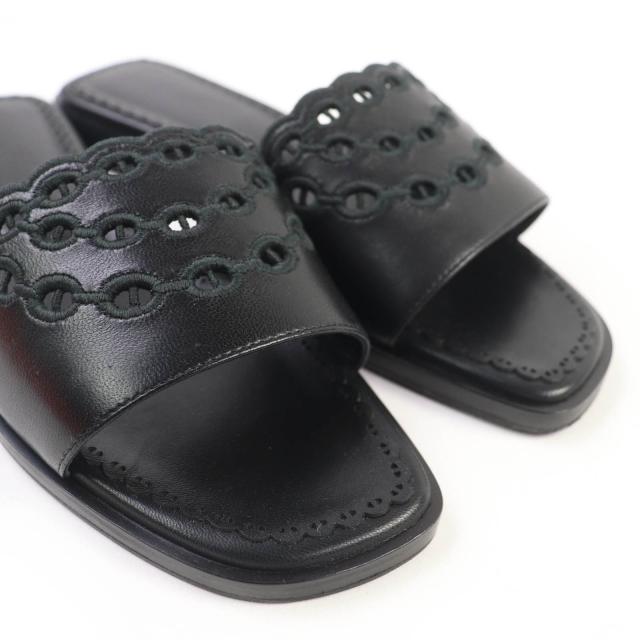 未使用品☆HERMES エルメス ガエル シェーヌダンクル レザー フラットシューズ サンダル ブラック 36.5 箱・保存袋付 伊製 レディース_7