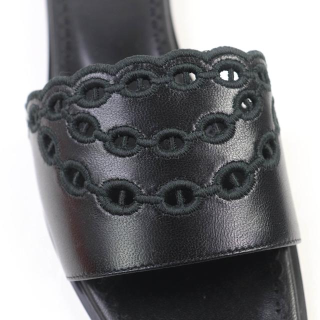 未使用品☆HERMES エルメス ガエル シェーヌダンクル レザー フラットシューズ サンダル ブラック 36.5 箱・保存袋付 伊製 レディース_8