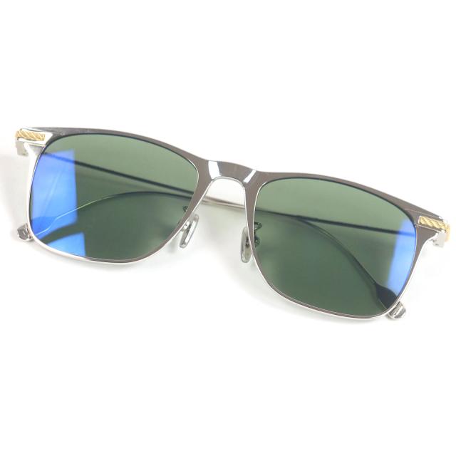 極美品□FRED フレッド FG40009U チタニウム サングラス アイウェア シルバー グリーンレンズ 54□19-145 日本製 メンズ オススメ