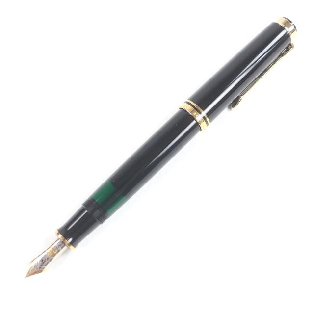 極美品□PERIKAN ペリカン スーベレーン M600 ペン先14C Fニブ キャップ式 万年筆 ブラック ゴールド 箱・ケース付き ドイツ製 メンズ