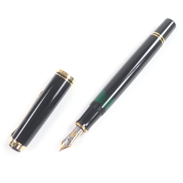 極美品□PERIKAN ペリカン スーベレーン M600 ペン先14C Fニブ キャップ式 万年筆 ブラック ゴールド 箱・ケース付き ドイツ製 メンズ_2