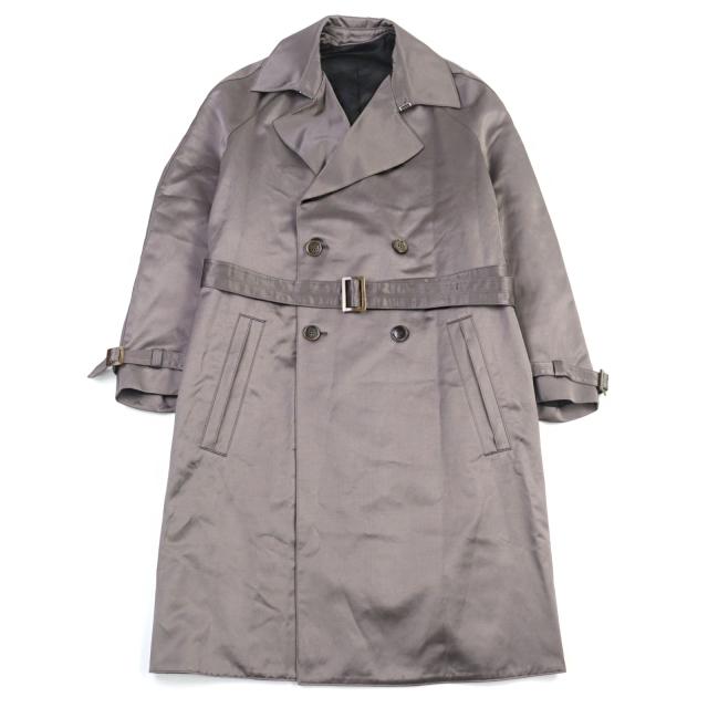 極美品○DIOR ディオール オム 943C301A4698 テクニカルコットン サテン ロゴボタン ベルト付き トレンチコート グレー 42 正規品 メンズ