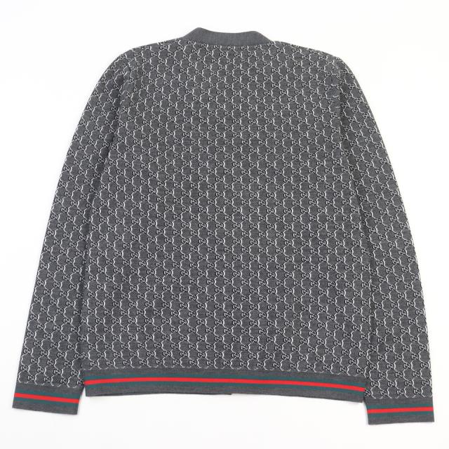 未使用品○GUCCI グッチ 24AW 801702 シルク混 GGジャガード ウェブライン ロゴボタン カーディガン グレー系 S 伊製 正規品 メンズ 未使用品○GUCCI グッチ 24AW 801702 シルク混 GGジャガード ウェブ