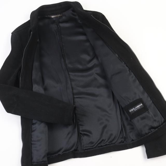 美品○DOLCE&GABBANA ドルチェ＆ガッバーナ G9BF1L ラムスキン 裏地シルク 黒タグ ダブルジップ レザージャケット ブラック 46　メンズ_2