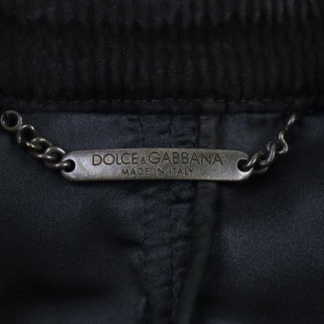 美品○DOLCE&GABBANA ドルチェ＆ガッバーナ G9BF1L ラムスキン 裏地シルク 黒タグ ダブルジップ レザージャケット ブラック 46　メンズ_8