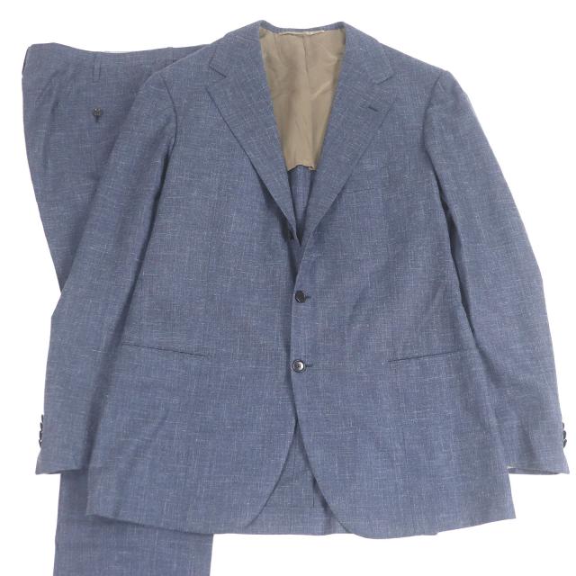極美品□Cicio チッチオ ビスポーク シングルスーツ テーラードジャケット スラックス 上下セットアップ ブルー Mサイズ相当　メンズ
