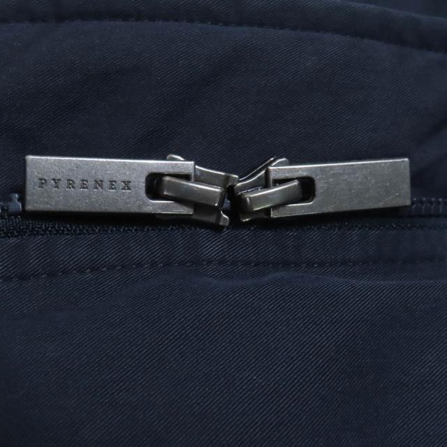 良品◇Pyrenex ピレネックス BORDEAUX ファー・フード・ロゴワッペン付き 比翼仕立て ダウンジャケット ネイビー 36 正規品 レディース_6