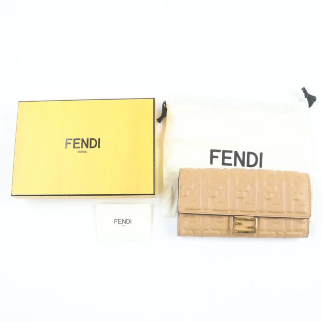 極美品☆FENDI フェンディ 8M0251 立体FFロゴ FF金具 バゲット コンチネンタル ナッパレザー ロングウォレット 長財布 ブラウン系_1