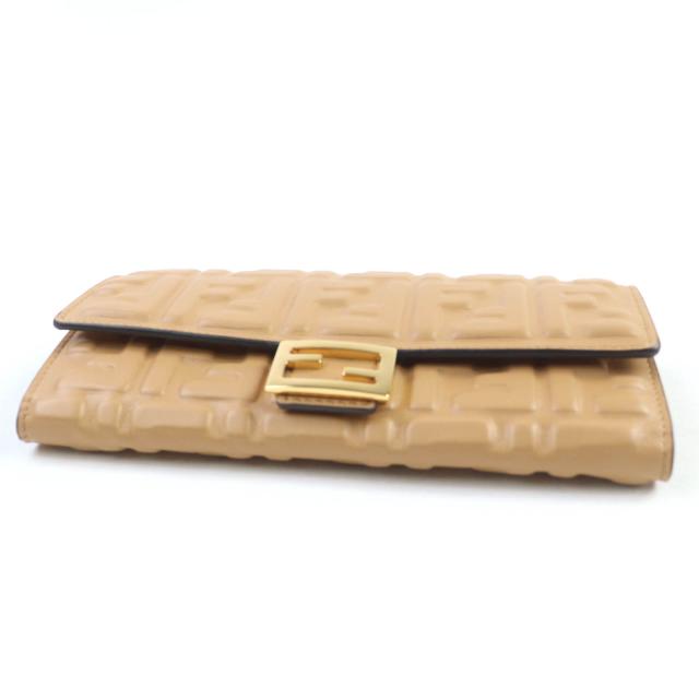 極美品☆FENDI フェンディ 8M0251 立体FFロゴ FF金具 バゲット コンチネンタル ナッパレザー ロングウォレット 長財布 ブラウン系_3