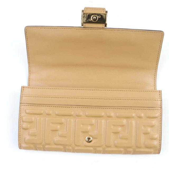 極美品☆FENDI フェンディ 8M0251 立体FFロゴ FF金具 バゲット コンチネンタル ナッパレザー ロングウォレット 長財布 ブラウン系_5