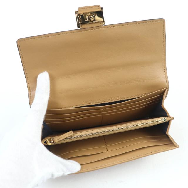 極美品☆FENDI フェンディ 8M0251 立体FFロゴ FF金具 バゲット コンチネンタル ナッパレザー ロングウォレット 長財布 ブラウン系_6