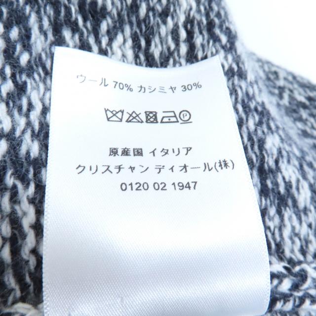 極美品★Christian Dior クリスチャンディオール 21AW 054S01AM303 ウール カシミヤ混 バックロゴ Vネック 長袖 ニット ネイビー 38 イタリア製 正規品 レディース 極美品☆Christian Dior クリスチャンディオール 21AW 054S01AM303