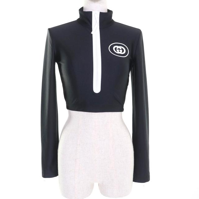 未使用品★GUCCI グッチ 22AW 688615 インターロッキングG クロップド スパークリング ロングスリーブ トラックトップ カットソー XXS