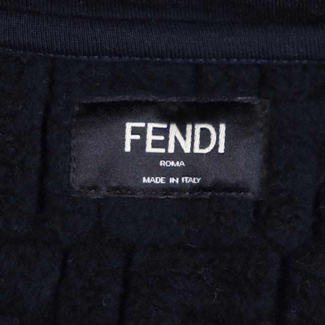 美品▼FENDI フェンディ 2023年製 FY0981 FFロゴ ズッカ柄 エンボス プルオーバー パーカー ブラック S イタリア製 正規品　メンズ_5