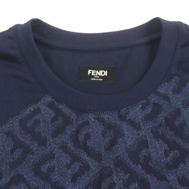 極美品▼FENDI フェンディ 2022年製 FY0936 FFロゴ クルーネック ショートスリーブ 半袖Ｔシャツ ネイビー S イタリア製 正規品　メンズ_1