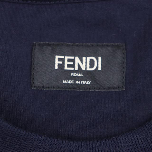 極美品▼FENDI フェンディ 2022年製 FY0936 FFロゴ クルーネック ショートスリーブ 半袖Ｔシャツ ネイビー S イタリア製 正規品　メンズ_4