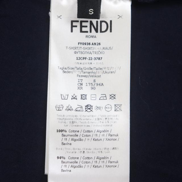 極美品▼FENDI フェンディ 2022年製 FY0936 FFロゴ クルーネック ショートスリーブ 半袖Ｔシャツ ネイビー S イタリア製 正規品　メンズ_5