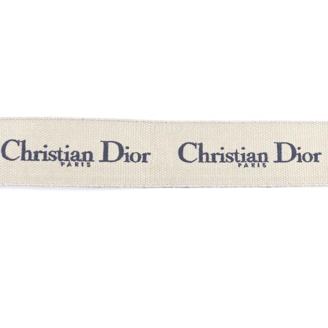 未使用品◇Christian Dior クリスチャンディオール B0001CBTE キャンバス ロゴ刺繍 レザー コンビ ベルト 保存袋付き 伊製 レディース