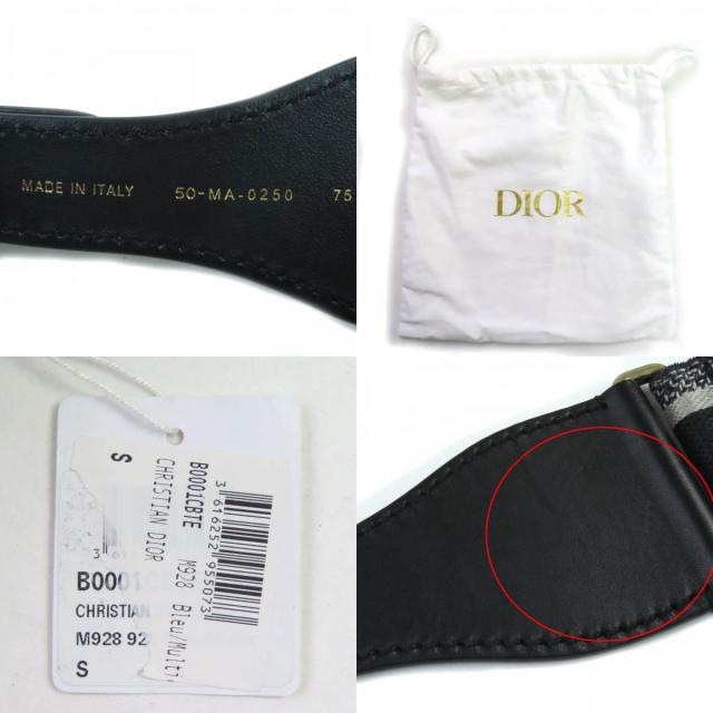 未使用品◇Christian Dior クリスチャンディオール B0001CBTE キャンバス ロゴ刺繍 レザー コンビ ベルト 保存袋付き 伊製 レディース