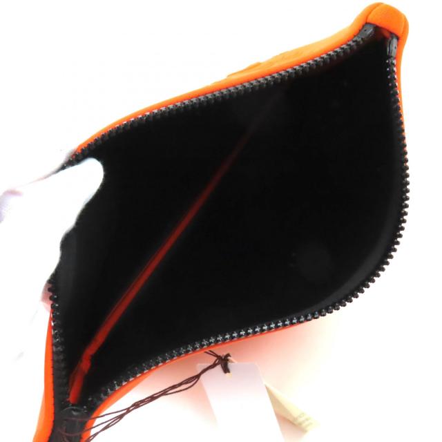 未使用品★HERMES エルメス トゥルースフラット ネオバンMM ブラック金具 ロゴ入り 猫デザイン レザーZIP ポーチ オレンジ 箱付き 仏製 未使用品☆HERMES エルメス トゥルースフラット ネオバンMM ブラック