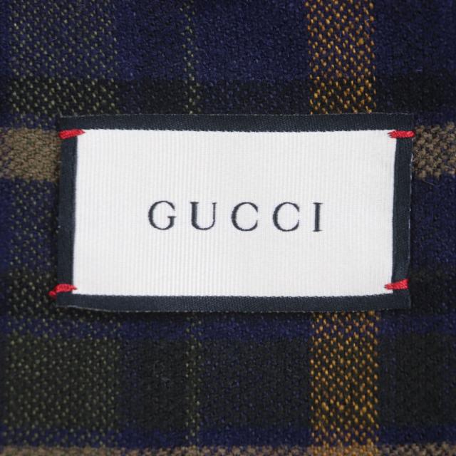極美品▽GUCCI グッチ 568562 ウール リネン チェック柄 ダブル