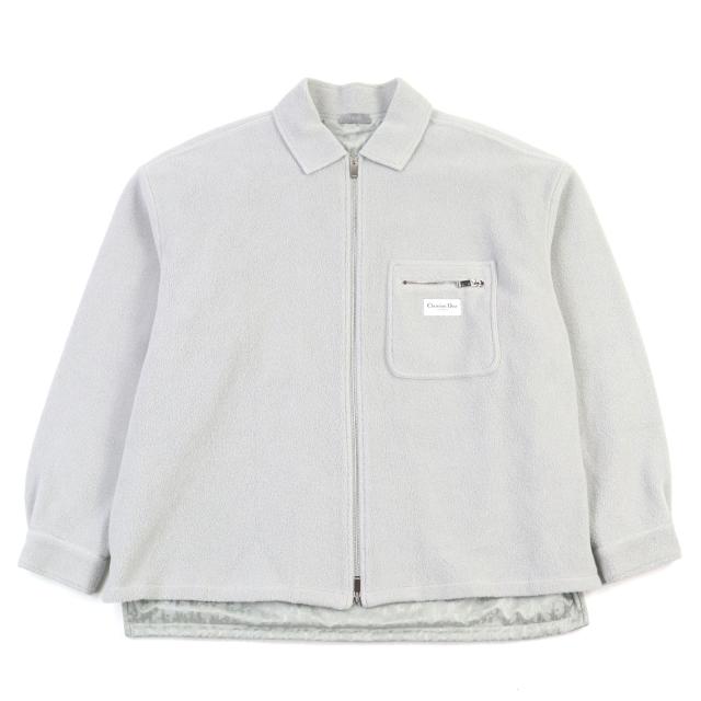 極美品○DIOR ディオール オム 2025年製 513J501A0892 ロゴパッチ 裏地オブリーク ジップアップ フリース ジャケット XL 正規品 メンズ