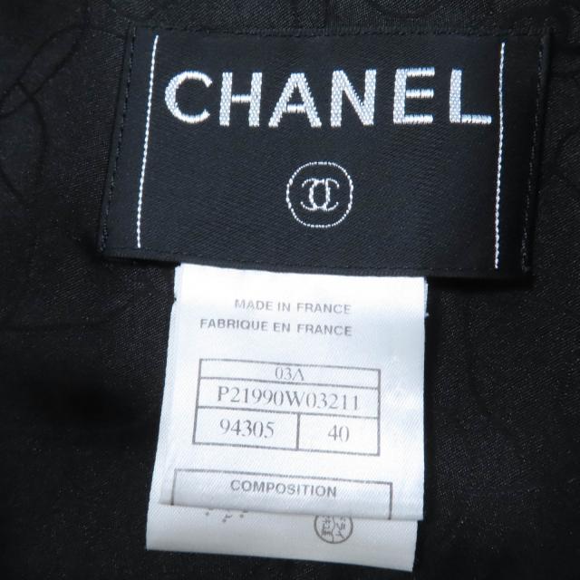 美品☆CHANEL シャネル 03A P21990W03211 ウール シルク ココマークピラミッドボタン ジャケット ブラック 40 仏製 正規品 レディース_6