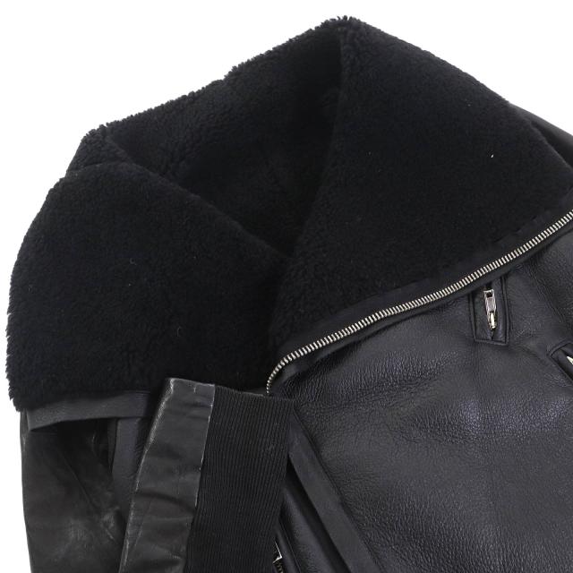 美品△Rick Owens リックオウエンス RP2718 アーカイブ ムートン ライダースジャケット ブラック 42 イタリア製 レディース_3