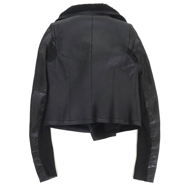 美品△Rick Owens リックオウエンス RP2718 アーカイブ ムートン ライダースジャケット ブラック 42 イタリア製 レディース_1