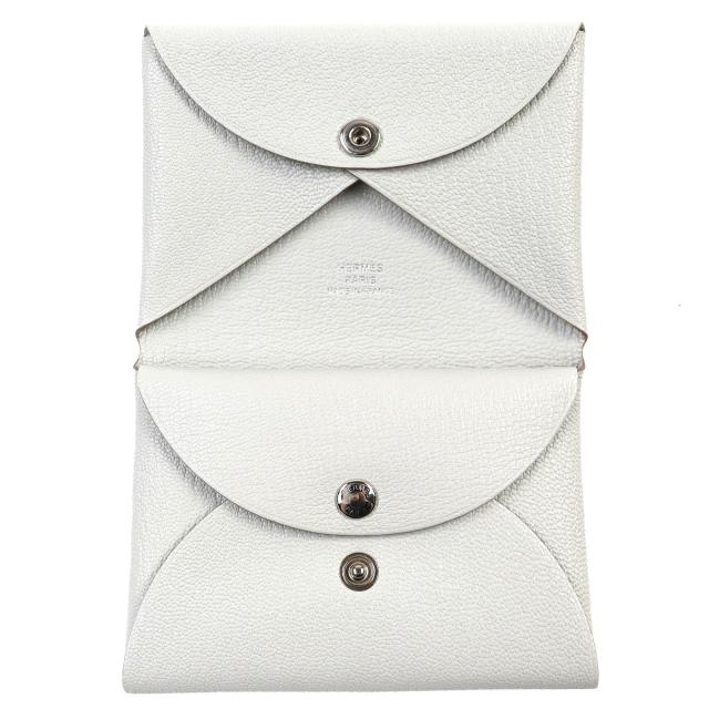 未使用品△HERMES エルメス カルヴィ デュオ シェーブルミゾル グリペール シルバー金具 コインケース W刻印 箱付き 仏製 レディース_5
