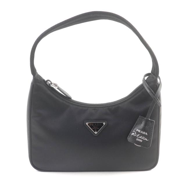 未使用品★PRADA プラダ 1NE515 Re-Edition 2000 トライアングルロゴ クロシェット付 テスート ミニバッグ ハンドバッグ　ブラック