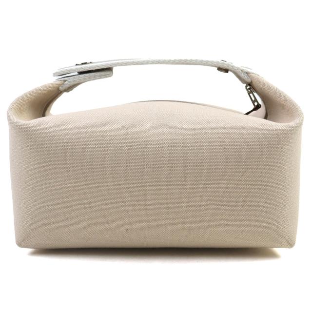 未使用品△HERMES エルメス ブリッド ア ブラック PM コットン100％ ナチュラル シルバー金具 Hロゴ ハンドバック ポーチ フランス製 未使用品△HERMES エルメス ブリッド ア ブラック PM コットン100