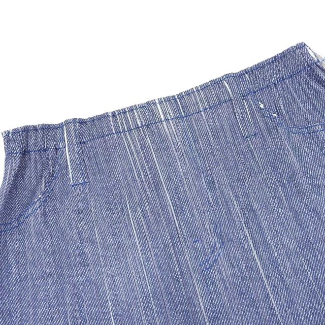 極美品▲PLEATS PLEASE プリーツプリーズ イッセイミヤケ PP11-JG614 デニム転写 プリーツ スカート 青系 3 日本製 正規品 レディース_2