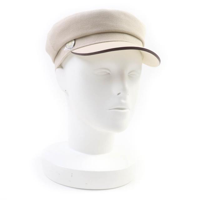 未使用品★HERMES エルメス ドーヴィル プラン ウェア セリエ金具付 レザー使い キャスケット ベージュ 57 保存袋付き フランス製 正規品