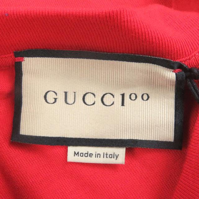 未使用品□GUCCI グッチ 100周年記念 22SS 655459 コットン100％ ロゴプリント カットソー 半袖Ｔシャツ レッド S イタリア製 正規品_3