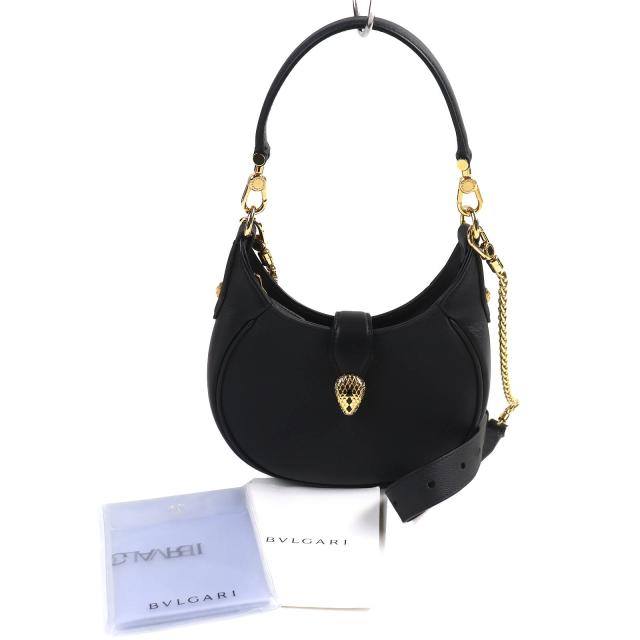 未使用品△BVLGARI ブルガリ 292051 セルペンティ エリプス スモール 2WAY レザー ハンドバック チェーン ショルダーバッグ ブラック_2