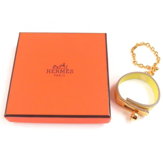 未使用品◇HERMES エルメス ケリー ゴールド金具 レザー グローブホルダー バッグチャーム イエロー 箱付き フランス製 レディース_1