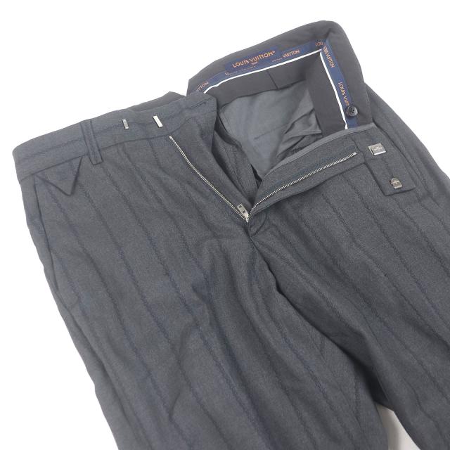 極美品□LOUIS VUITTON ルイヴィトン 25SS HSFJ8E PONT NEUF FIT LVロゴ ピークドラペル シングルスーツ グレー 46 イタリア製 正規品